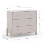Cassettiera Enola in legno massiccio con 3 cassetti beige e gambe pino - immagine 7