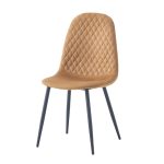 Sedia imbottita Bretta in vellutino colore mostarda e gambe nere set 4 pezzi - immagine 3