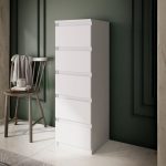 Cassettiera Morgan 5 cassetti 41.8 x 42.2 x H 128 cm. colore bianco opaco - immagine 2