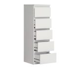Cassettiera Morgan 5 cassetti 41.8 x 42.2 x H 128 cm. colore bianco opaco - immagine 5