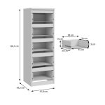 Cassettiera Morgan 5 cassetti 41.8 x 42.2 x H 128 cm. colore bianco opaco - immagine 10