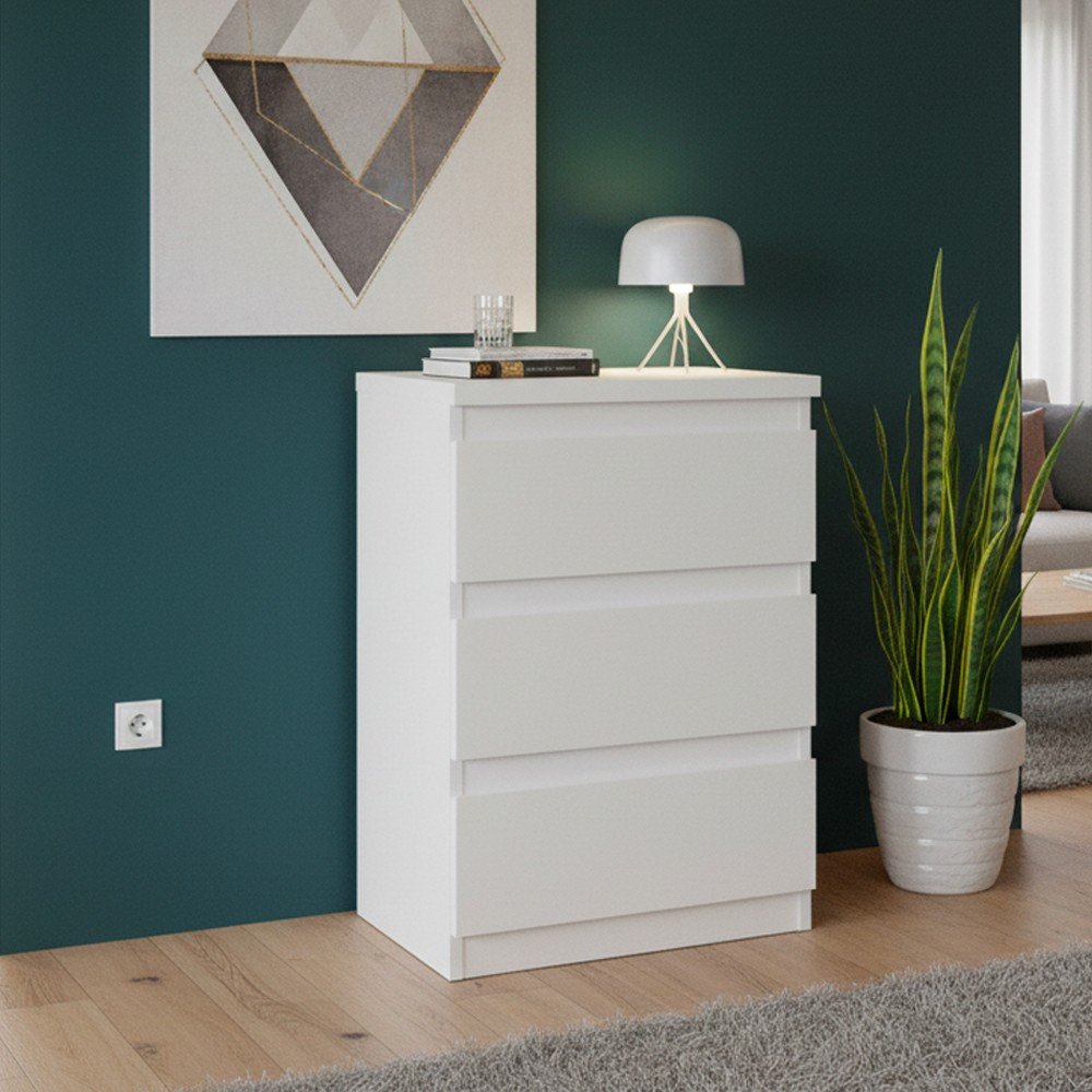 62729.jpg Cassettiera Morgan 3 cassetti 41.8 x H 61.5 x 32.2 cm colore bianco - immagine 1