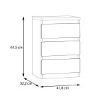 Cassettiera Morgan 3 cassetti 41.8 x H 61.5 x 32.2 cm colore bianco - immagine 7