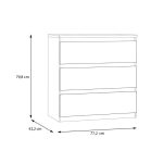 Cassettiera Morgan 3 cassetti 77.2x79.8x42.2 cm. colore rovere - immagine 7