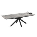 Tavolo allungabile Verano con piano colore marmo arabesque nero e gambe nere - immagine 2