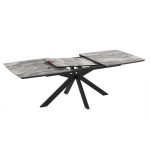 Tavolo allungabile Verano con piano colore marmo arabesque nero e gambe nere - immagine 5