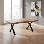 Tavolo allungabile England con piano colore quercia e gambe nere - immagine 2