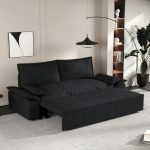 Divano letto Belly 2 posti effetto velluto colore nero - immagine 2