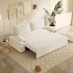 Divano letto Belly 2 posti effetto velluto colore beige - immagine 2
