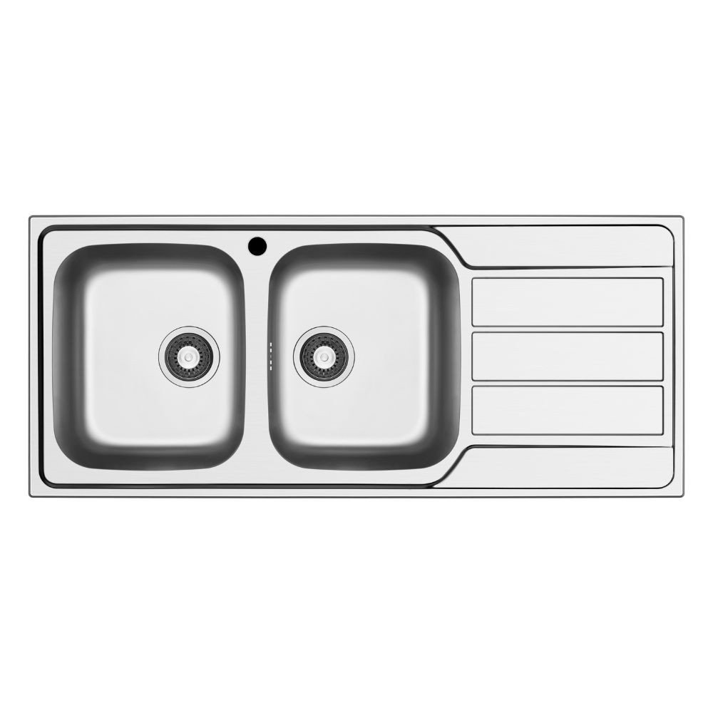 63824.jpg Lavello incasso Tirreno116 con 2 vasche sinistre e gocciolatoio destro inox scatolato singolarmente - immagine 1