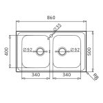Lavello da incasso Tirreno862 2 vasche 86x50 inox scatolato singolarmente - immagine 2