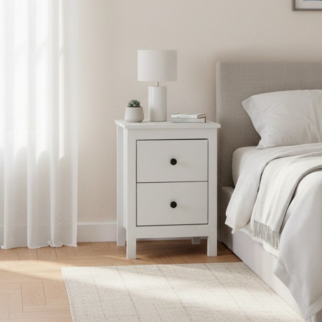 64354.jpg Comodino Karlstad 61A con 2 cassetti colore bianco - immagine 1