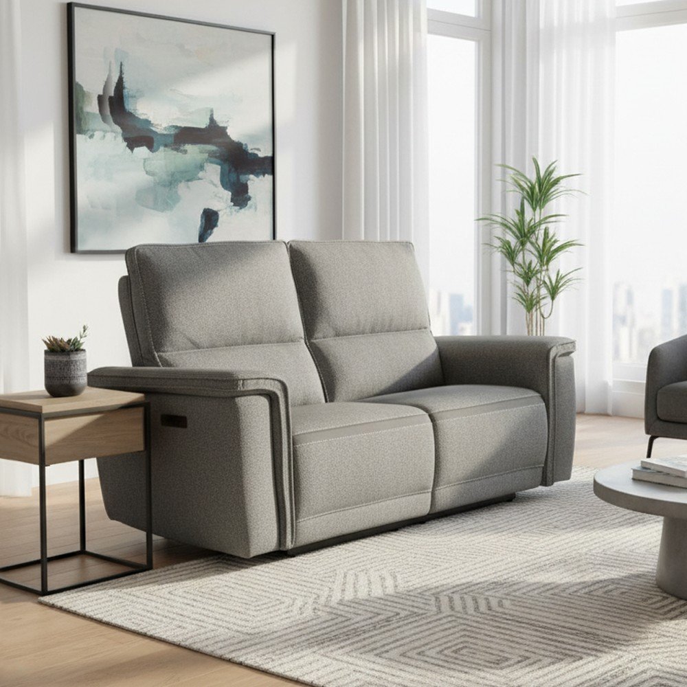 64622.jpg Divano recliner 2 posti Velveta elettrico in tessuto L008 grigio - immagine 1