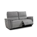 Divano recliner 2 posti Velveta elettrico in tessuto L008 grigio - immagine 4