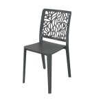 Sedia Leaf in polipropilene rinforzata con fibra di vetro colore grigio antracite certificata CATAS Made in Italy set 4 pezzi - immagine 2