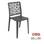 Sedia Leaf in polipropilene rinforzata con fibra di vetro colore grigio antracite certificata CATAS Made in Italy set 4 pezzi - immagine 3