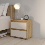 Comodino Neutra 2 cassetti con struttura rovere e frontali cassetti cashmere