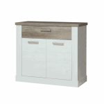 Madia Flux 2 ante e 1 cassetto in colore pino bianco e rovere antico - immagine 4