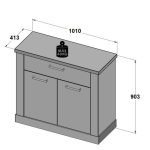Madia Flux 2 ante e 1 cassetto in colore pino bianco e rovere antico - immagine 5