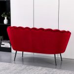Divano a conchiglia Orel in velluto UF910-11 rosso e gambe nere - immagine 2