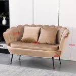 Divano a conchiglia Orel in velluto UF910-1 beige e gambe nere - immagine 5