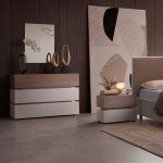 Camera da letto Malena con letto imbottito contenitore e armadio 6 ante in grigio chiaro e vanguard chiaro - immagine 6