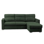 Divano con penisola Elba con letto estraibile e penisola contenitore reversibile in tessuto Neve 39 verde muschio - immagine 2