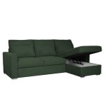 Divano con penisola Elba con letto estraibile e penisola contenitore reversibile in tessuto Neve 39 verde muschio - immagine 4
