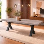 Tavolo Milonga480 180x100 cm. allungabile 480 cm con piano in cemento e gambe antracite - immagine 3
