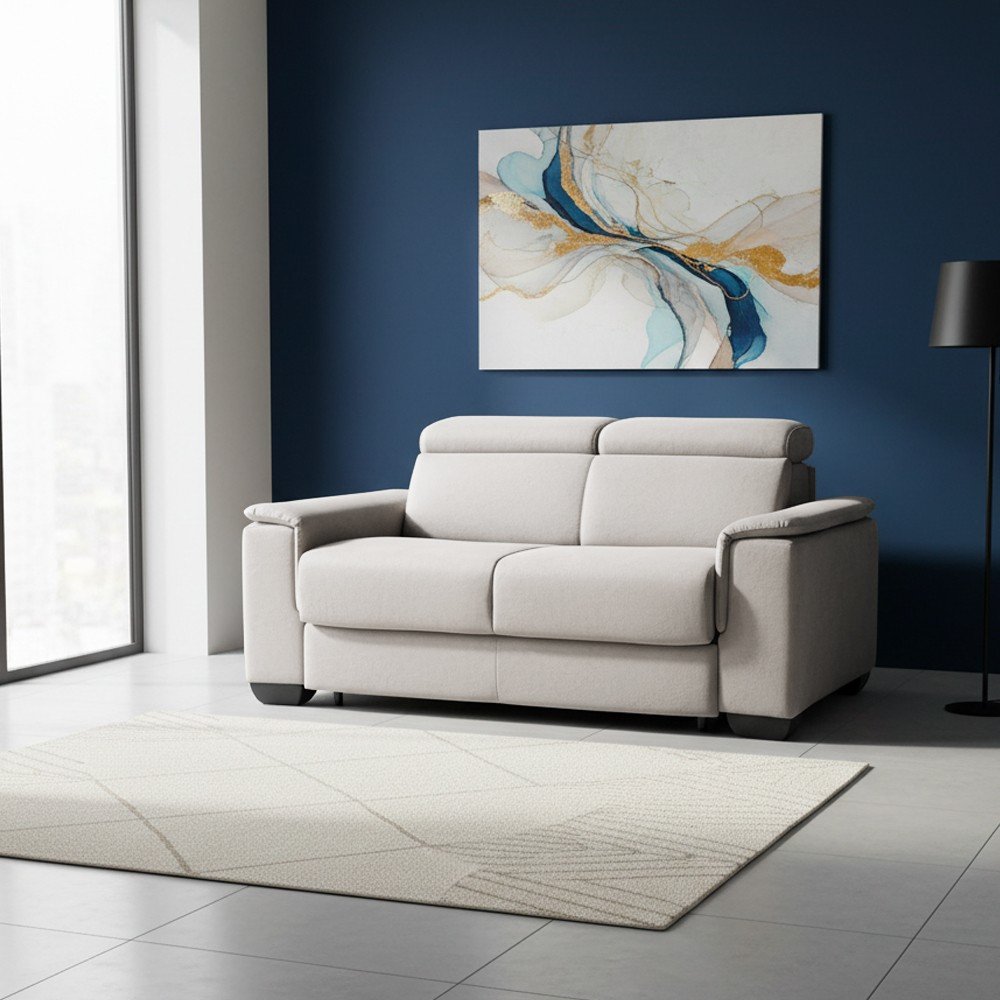 67133.jpg Divano letto Mercurio 2 posti poggiatesta reclinabili in tessuto Luna 19 light grey - immagine 1