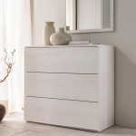 Camera Urano con armadio 4 ante battenti e letto in legno colore bianco larice - immagine 6