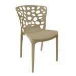 Sedia in polipropilene Zyra con schienale traforato taupe set 4 pezzi - immagine 2