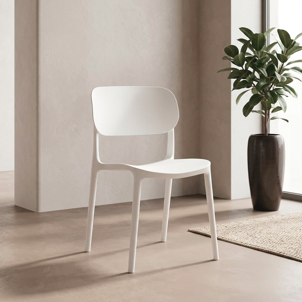 68216.jpg Sedia in polipropilene Loop con schienale ergonomico con apertura colore bianco set 4 pezzi - immagine 1
