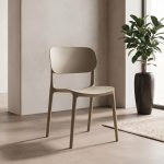 Sedia in polipropilene Loop con schienale ergonomico con apertura colore taupe set 4 pezzi