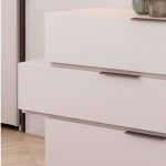 Camera Milva con letto contenitore Sofaback grigio chiaro e armadio scorrevole 2 ante specchiate in cashmere e antracite - immagine 5