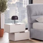 Camera Milva con letto contenitore Sofaback grigio chiaro e armadio scorrevole 2 ante specchiate in cashmere e antracite - immagine 6