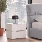 Camera Milva con letto contenitore Sofaback grigio chiaro e armadio scorrevole 2 ante specchiate in cashmere e antracite - immagine 7