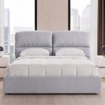 Camera Milva con letto contenitore Sofaback grigio chiaro e armadio scorrevole 2 ante specchiate in cashmere e antracite - immagine 8