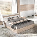 Camera da letto Ludovica con letto contenitore e armadio scorrevole 2 ante con frontale bicolore in noce chiaro e spatolato - immagine 2