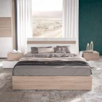 Camera da letto Ludovica con letto contenitore e armadio scorrevole 2 ante con frontale bicolore in noce chiaro e spatolato - immagine 3