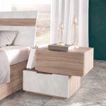Camera da letto Ludovica con letto contenitore e armadio scorrevole 2 ante con frontale bicolore in noce chiaro e spatolato - immagine 8
