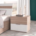 Camera da letto Ludovica con letto contenitore e armadio scorrevole 2 ante con frontale bicolore in noce chiaro e spatolato - immagine 9
