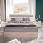 Camera da letto Nike con letto contenitore e armadio 6 ante battenti con specchi in noce chiaro e spatolato - immagine 3
