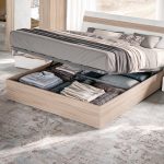 Camera da letto Nike con letto contenitore e armadio 6 ante battenti con specchi in noce chiaro e spatolato - immagine 4