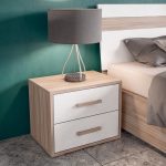 Camera da letto Nike con letto contenitore e armadio 6 ante battenti con specchi in noce chiaro e spatolato - immagine 6