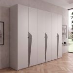 Camera da letto Frida con letto contenitore con inserto a specchio e armadio 6 ante battenti con specchi sagomati cashmere - immagine 5