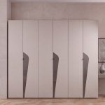 Camera da letto Frida con letto contenitore con inserto a specchio e armadio 6 ante battenti con specchi sagomati cashmere - immagine 6