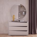 Camera da letto Frida con letto contenitore con inserto a specchio e armadio 6 ante battenti con specchi sagomati cashmere - immagine 7